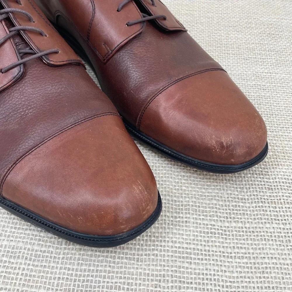 Bostonian Brown Leather Cap Toe Derby Dress Shoes Mens 12M 22462 First Flex